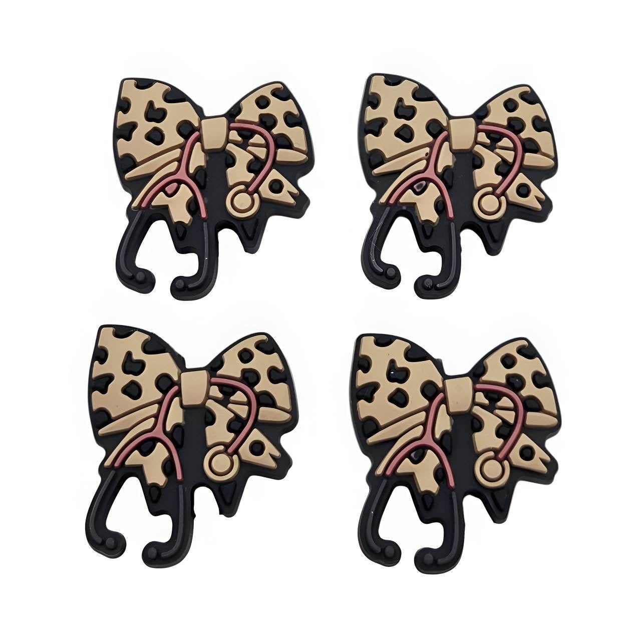 Leopard Stetho Bow Silicone Focal Beads