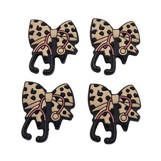 Leopard Stetho Bow Silicone Focal Beads