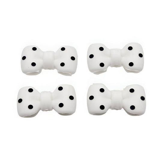 Snowy Dots Bow Silicone Focal Beads