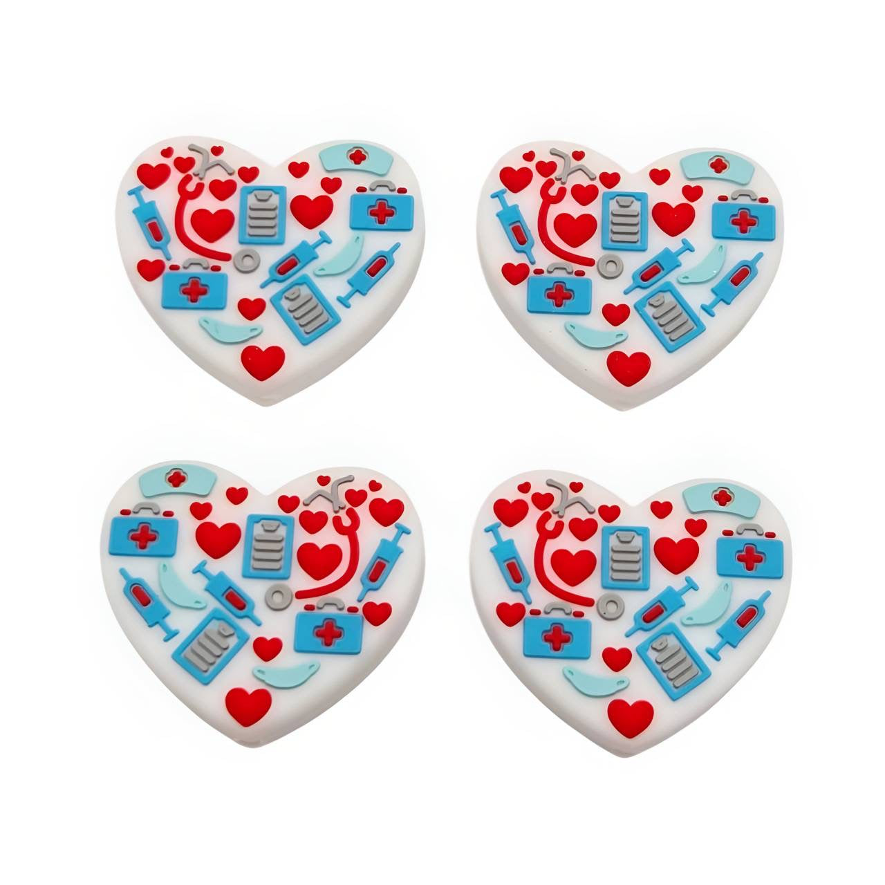 First Aid Heart Silicone Focal Beads