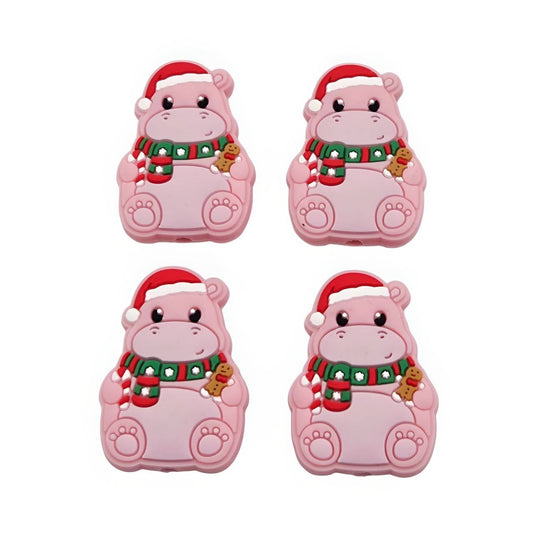 I want a Hippopotamus for Christmas Silicone Focal Bead (Custom Design by Bailey's Beads)
