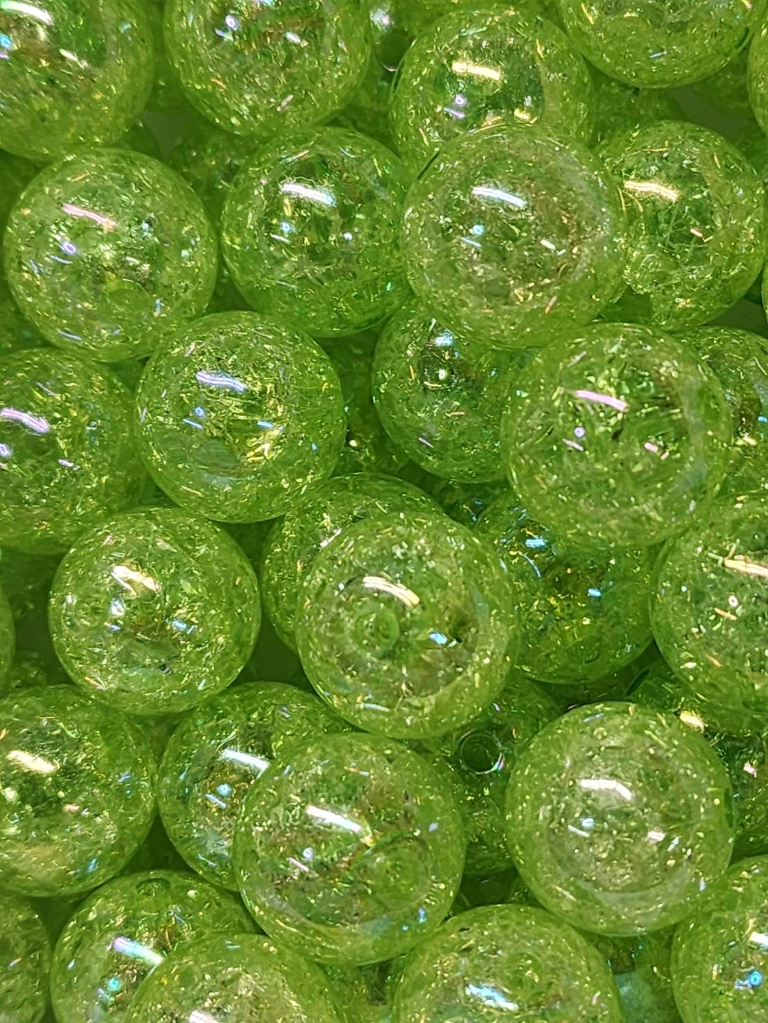 Light Green Crackle 20MM (Bubblegum Beads)