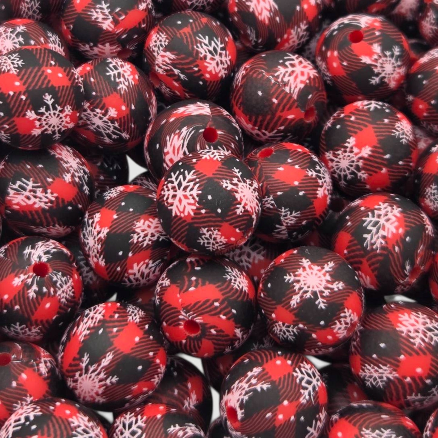 Fireside Buffalo Snow 15mm Printed Silicone Beads