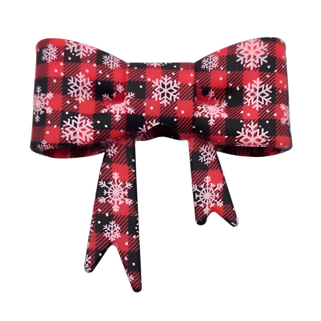 Winter Lodge Large Bow Silicone Focal Bead