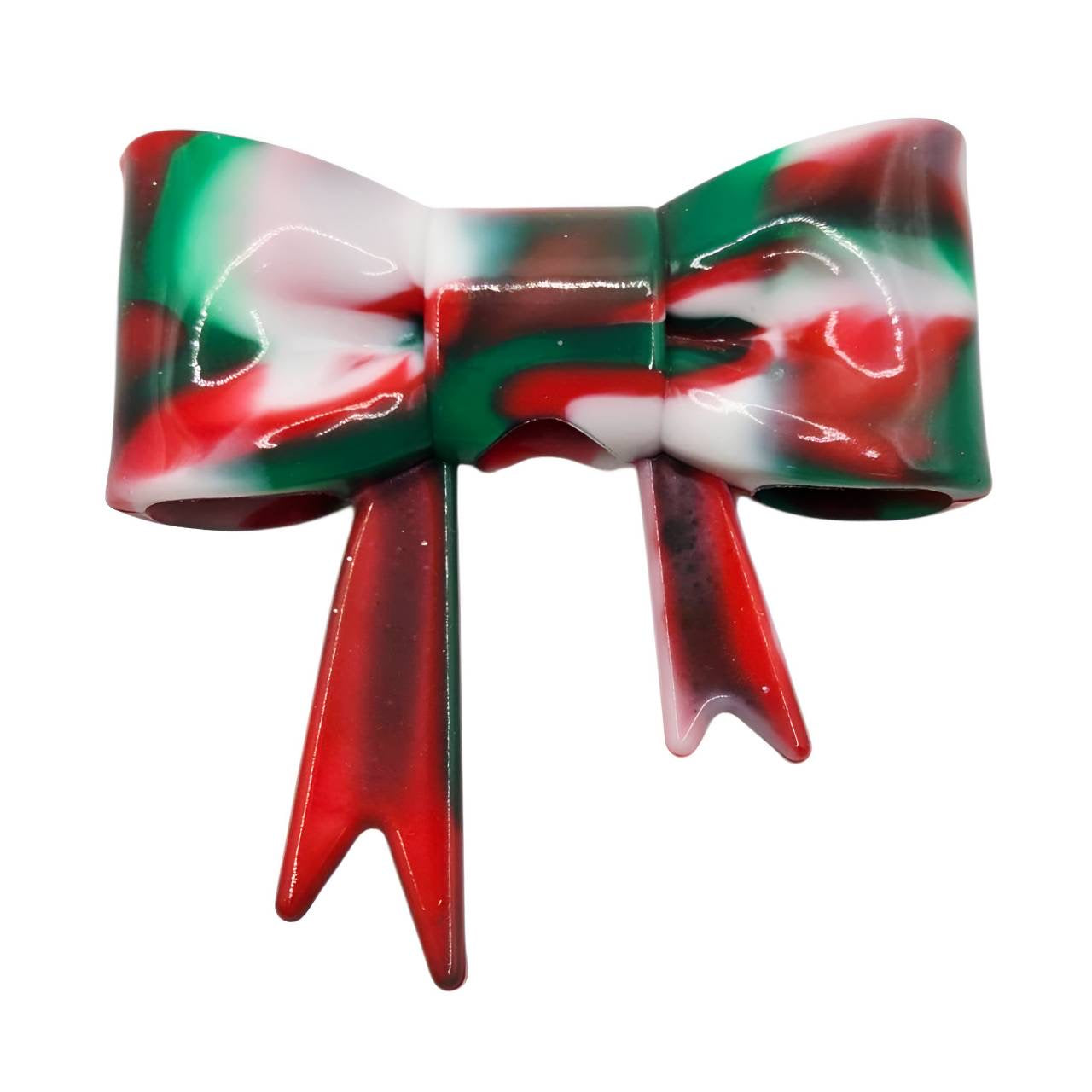 Holiday Swirl Large Bow Silicone Focal Bead