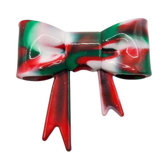 Holiday Swirl Large Bow Silicone Focal Bead