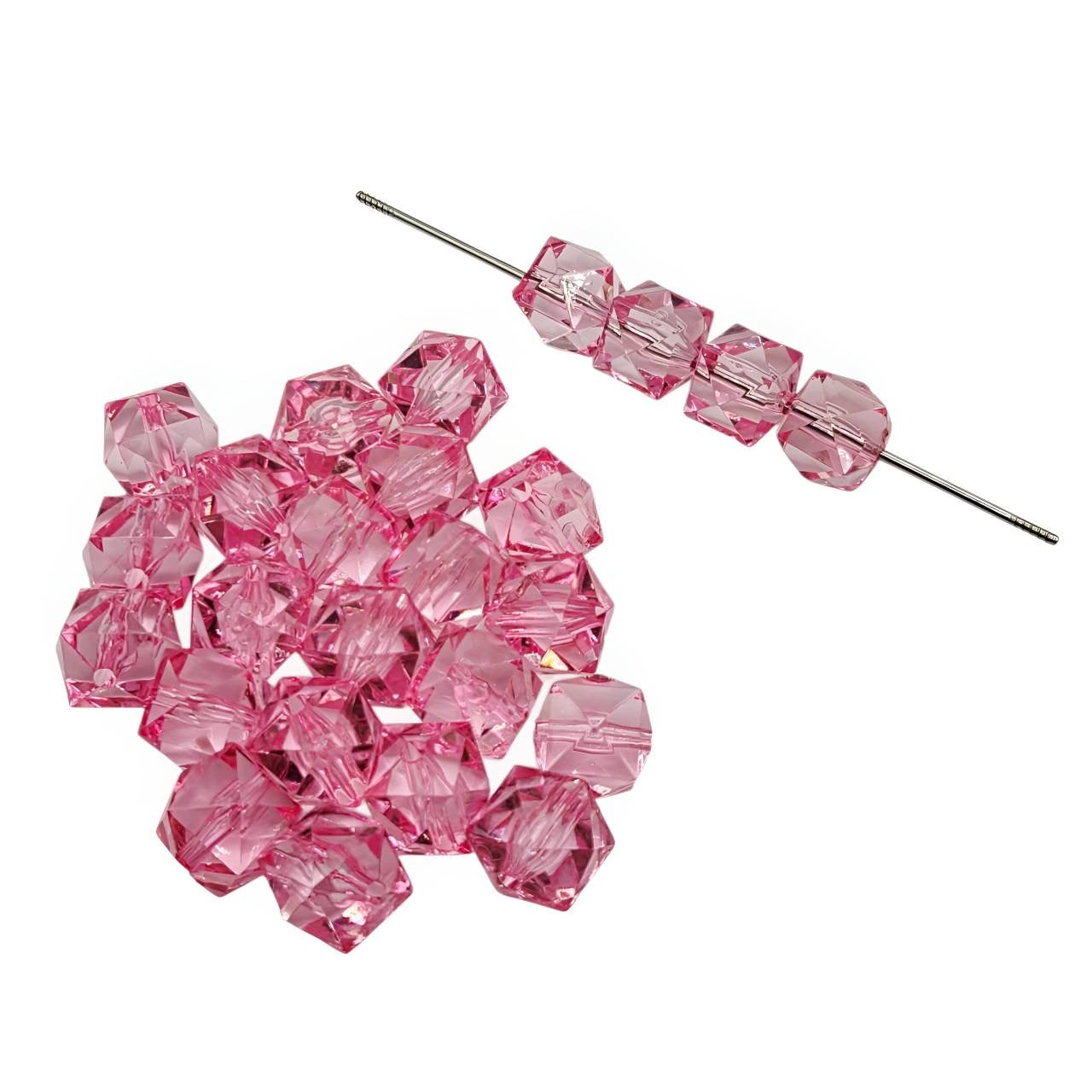 16mm Light Pink Acrylic Ice Cube Beads