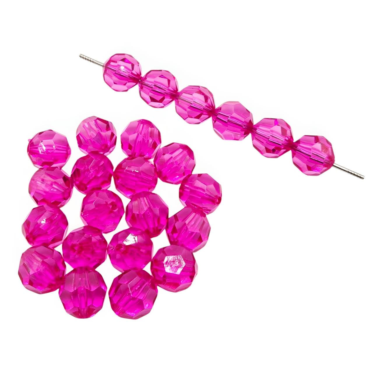 16mm Dark Pink Faceted Beads