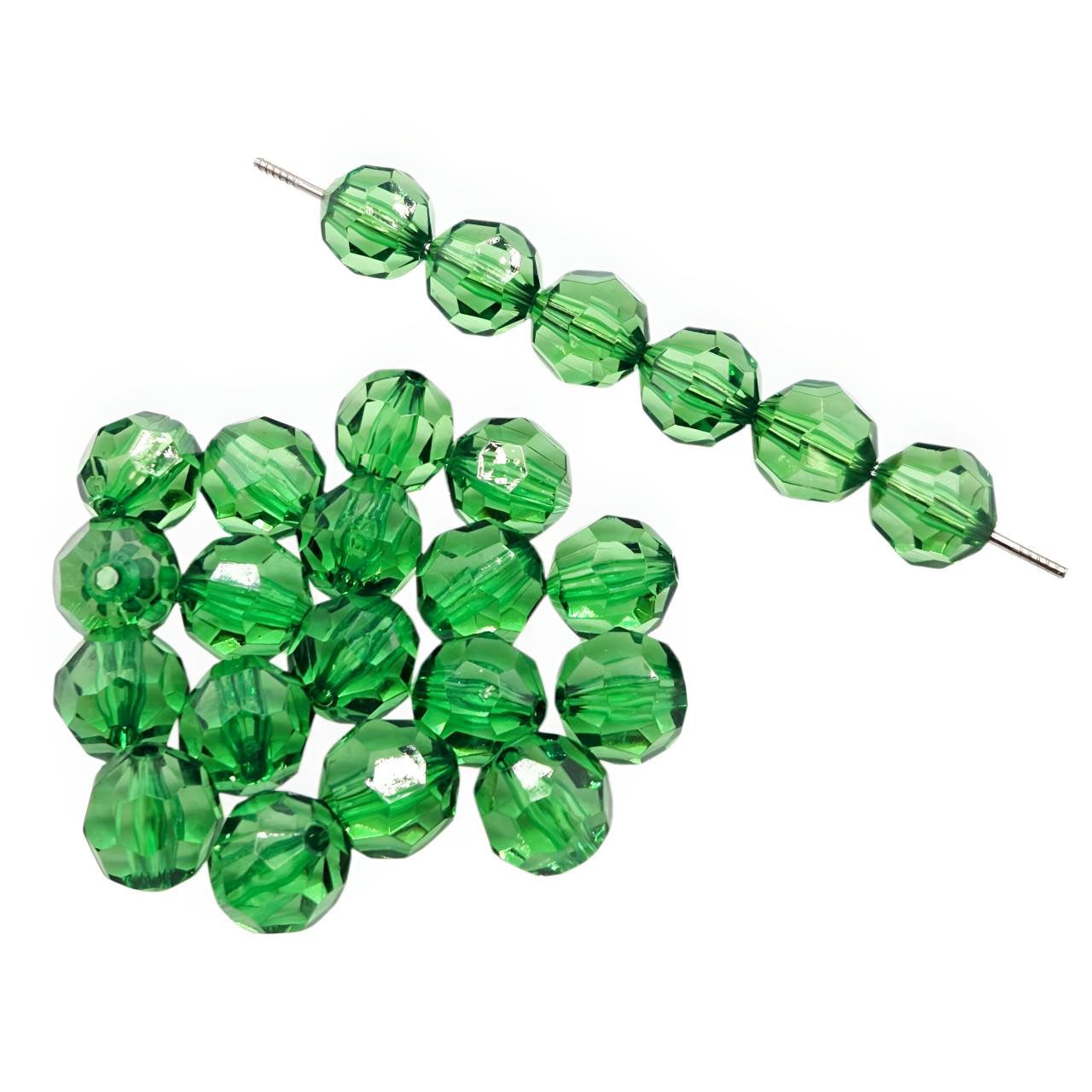 16mm Green Faceted Beads