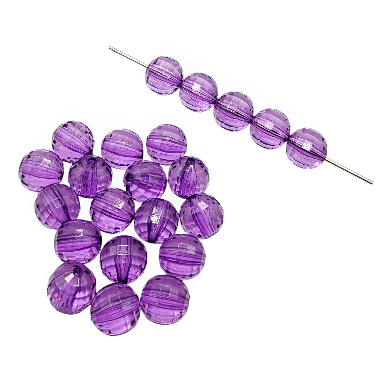 16mm Purple Acrylic Disco Beads