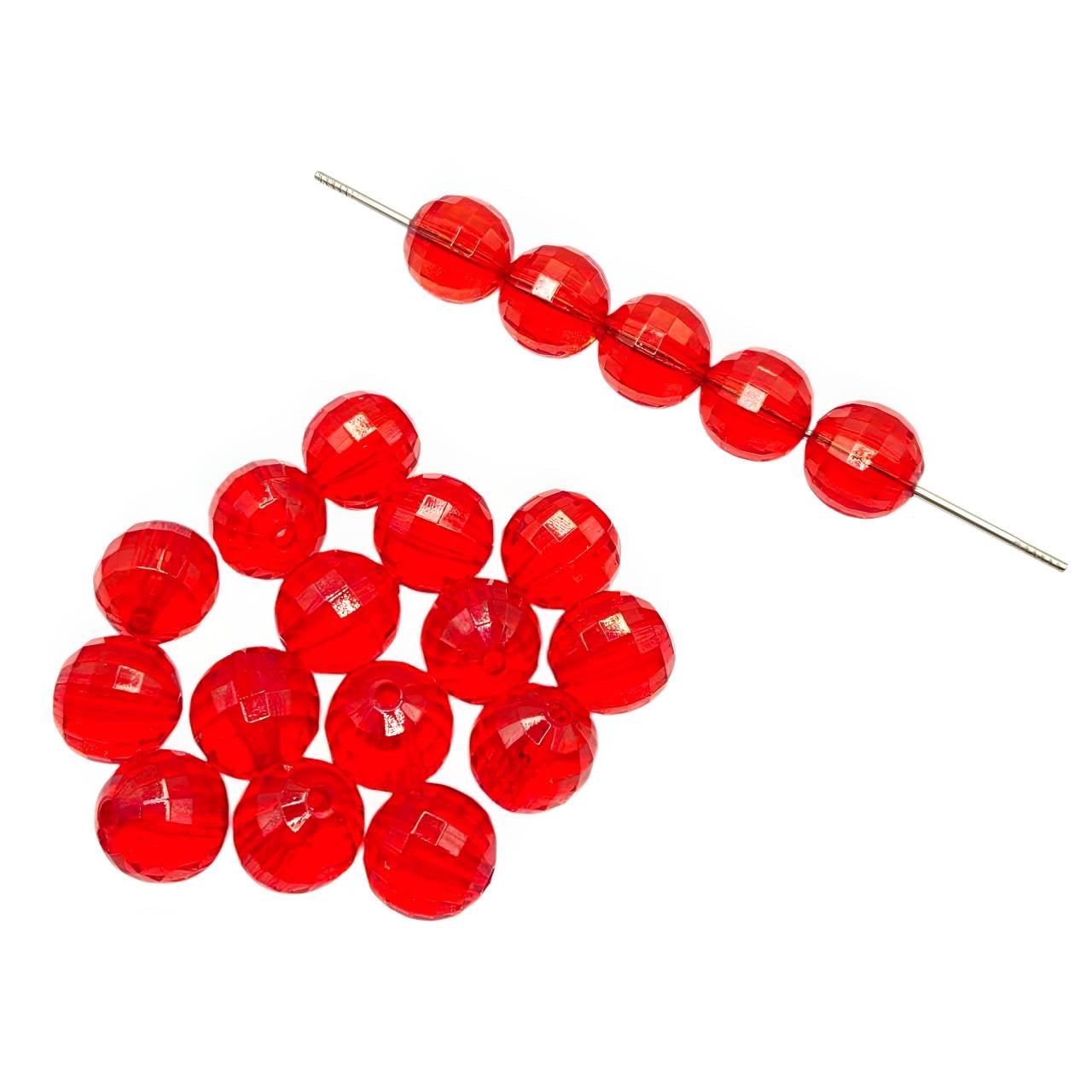 16mm Red Acrylic Disco Beads