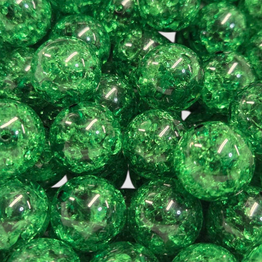 Dark Green Crackle 20mm (Bubblegum Beads)