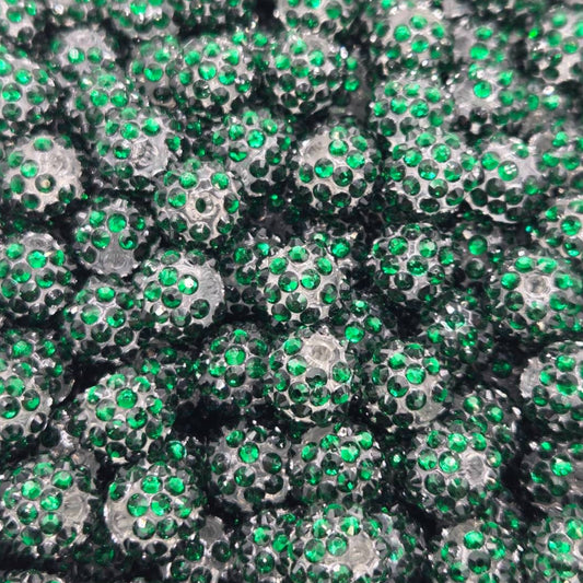 Green 14mm **Rhinestone** (Bubblegum Beads)