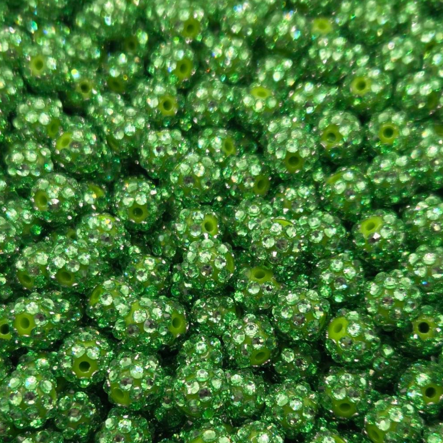 Green 12mm **Rhinestone** (Bubblegum Beads)