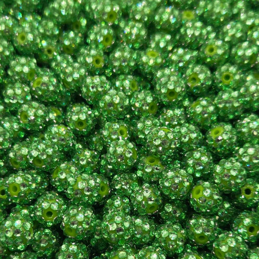 Green 12mm **Rhinestone** (Bubblegum Beads)