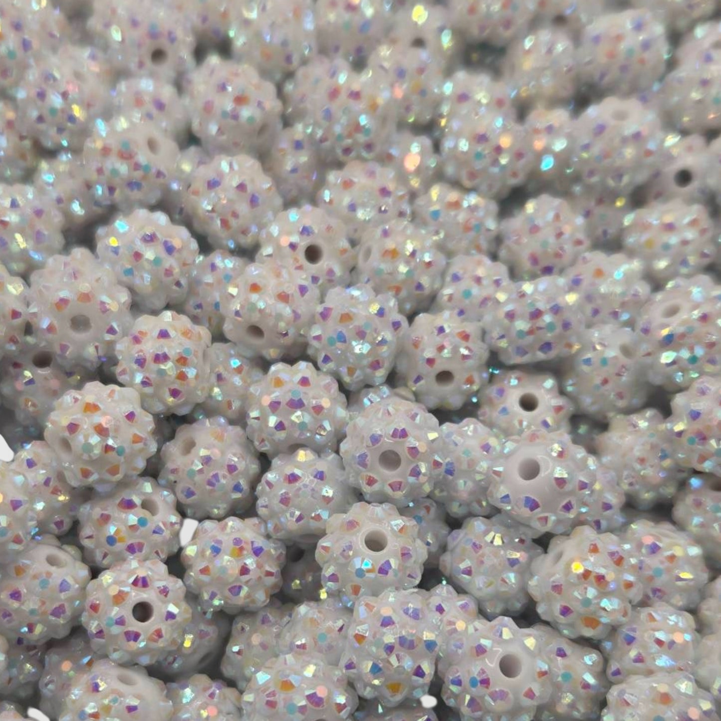 White 12mm **Rhinestone** (Bubblegum Beads)