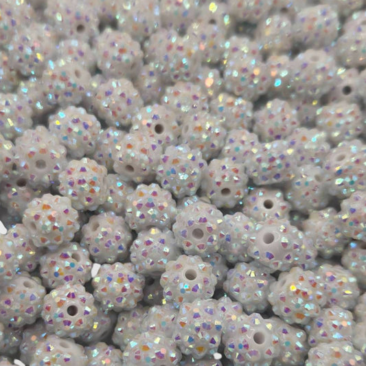White 12mm **Rhinestone** (Bubblegum Beads)