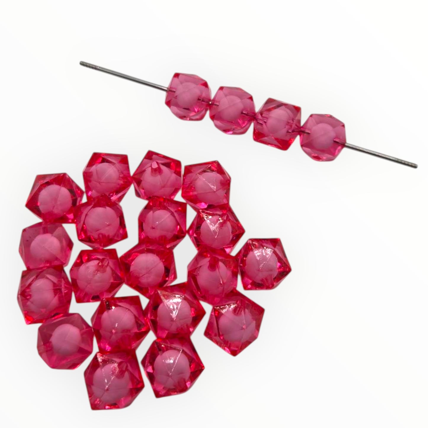 16mm Dark Pink Encapsulated Acrylic Beads