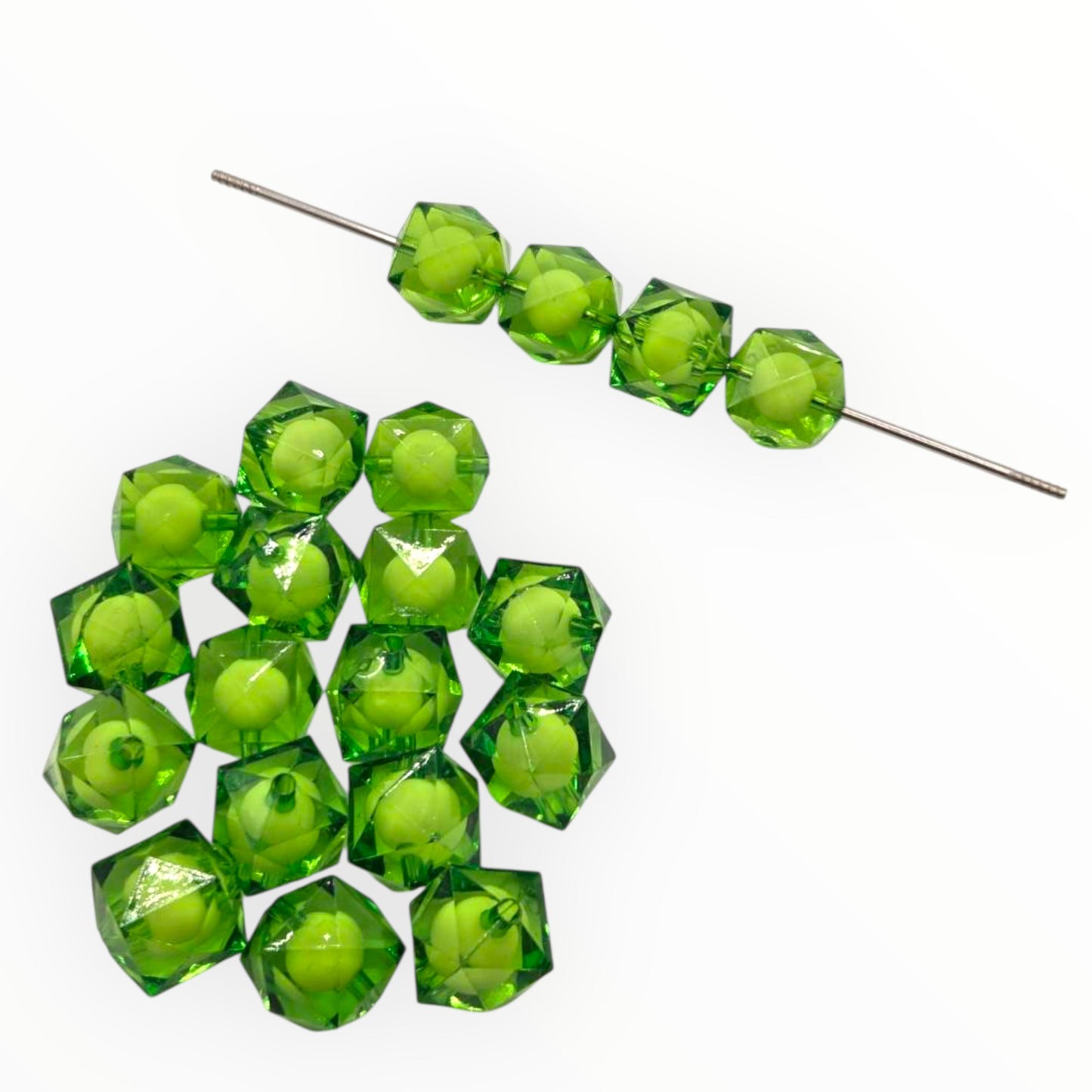 16mm Green Encapsulated Acrylic Beads