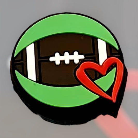 Football Heart Silicone Focal