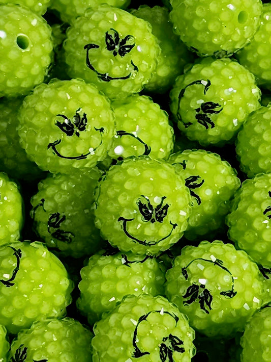 Grinch 20MM **Rhinestone** (Bubblegum Beads)