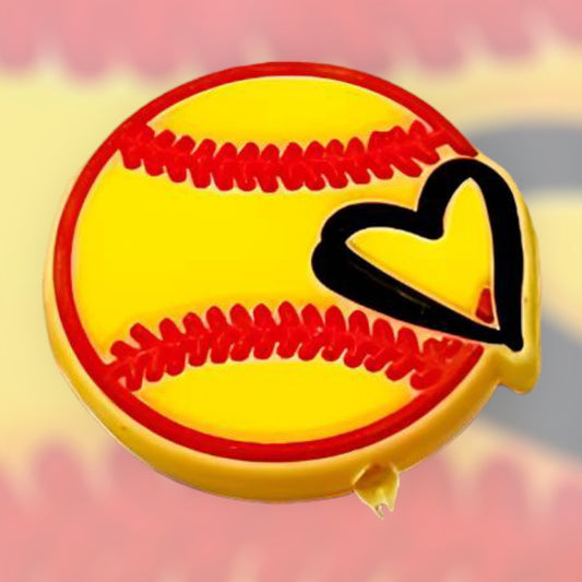 Softball Heart Silicone Focal