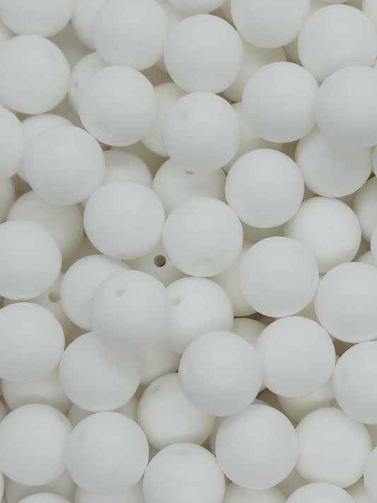 White 15mm Silicone Beads