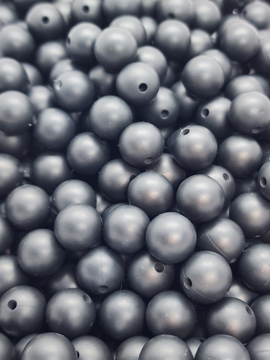 Black 12mm Silicone Beads