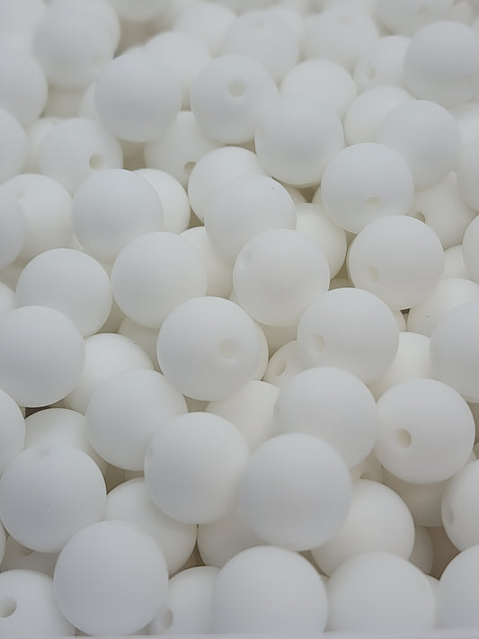 White 12mm Silicone Beads