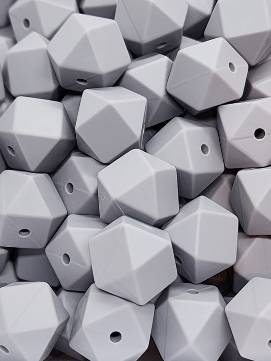 12. Light Grey Hexagon Silicone Beads