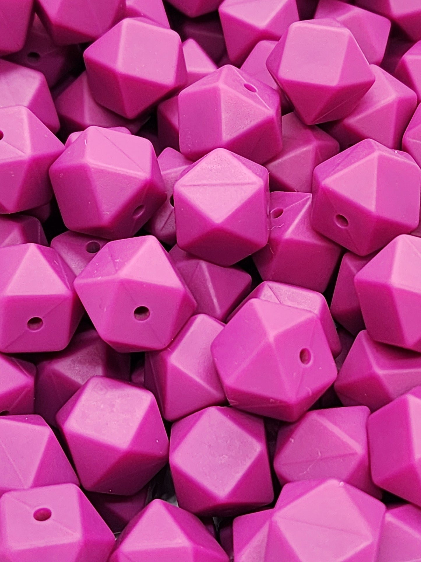 2. Magenta Hexagon Silicone Beads